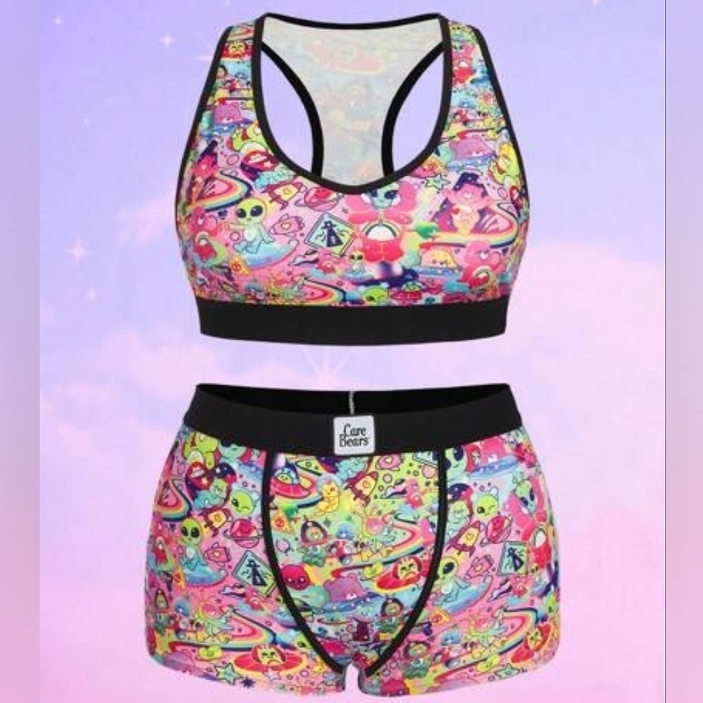 Care Bears Women's Multicolor Sports Bra and Shorts
